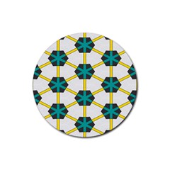 Blue Stars And Honeycomb Pattern			rubber Coaster (round) by LalyLauraFLM