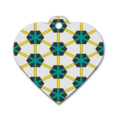 Blue Stars And Honeycomb Pattern			dog Tag Heart (one Side) by LalyLauraFLM