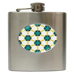 Blue Stars And Honeycomb Pattern			hip Flask (6 Oz) by LalyLauraFLM