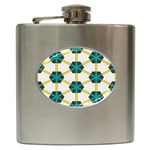 Blue stars and honeycomb pattern			Hip Flask (6 oz) Front