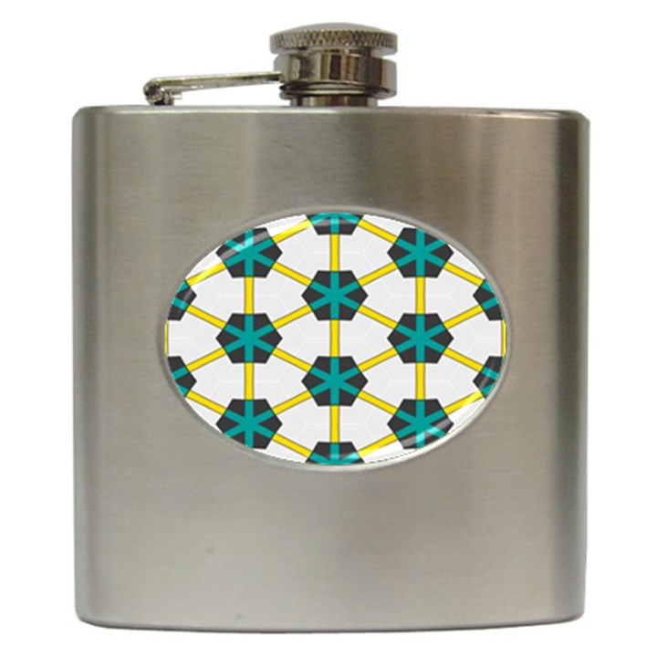 Blue stars and honeycomb pattern			Hip Flask (6 oz)