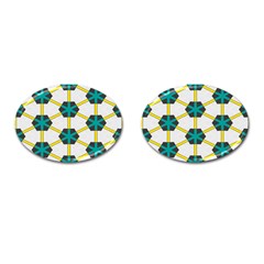 Blue Stars And Honeycomb Pattern			cufflinks (oval) by LalyLauraFLM