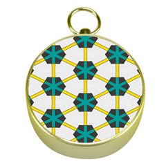 Blue Stars And Honeycomb Pattern			gold Compass by LalyLauraFLM