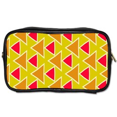 Red Brown Triangles Pattern Toiletries Bag (two Sides) by LalyLauraFLM