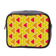 Red Brown Triangles Pattern Mini Toiletries Bag (two Sides) by LalyLauraFLM