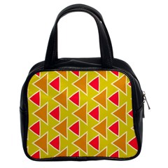 Red Brown Triangles Pattern Classic Handbag (two Sides) by LalyLauraFLM