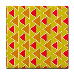 Red Brown Triangles Pattern			tile Coaster by LalyLauraFLM