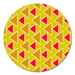 Red Brown Triangles Pattern			magnet 5  (round) by LalyLauraFLM