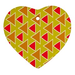 Red Brown Triangles Pattern			ornament (heart) by LalyLauraFLM