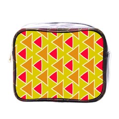 Red Brown Triangles Pattern			mini Toiletries Bag (one Side) by LalyLauraFLM