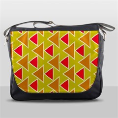 Red Brown Triangles Pattern			messenger Bag by LalyLauraFLM