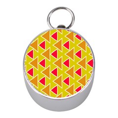 Red Brown Triangles Pattern			silver Compass (mini)