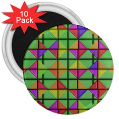 3d Rhombus Pattern			3  Magnet (10 Pack) by LalyLauraFLM