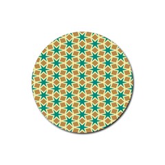 Stars And Squares Pattern			rubber Coaster (round) by LalyLauraFLM