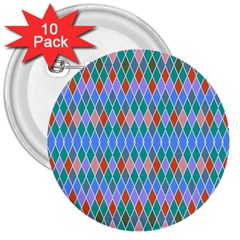 Pastel Rhombus Pattern			3  Button (10 Pack) by LalyLauraFLM