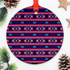 Stripes And Other Shapes Pattern 			ornament (round) by LalyLauraFLM