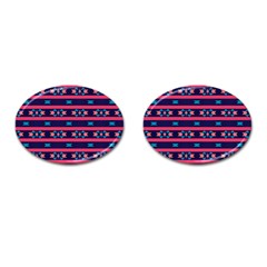 Stripes And Other Shapes Pattern 			cufflinks (oval) by LalyLauraFLM