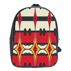 Rhombus Ovals And Stripes 			school Bag (large) by LalyLauraFLM