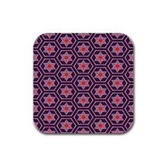 Flowers And Honeycomb Pattern 			rubber Square Coaster (4 Pack by LalyLauraFLM