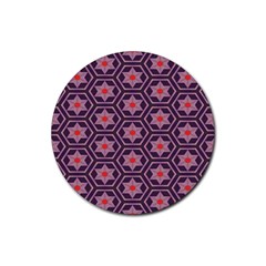 Flowers And Honeycomb Pattern 			rubber Coaster (round) by LalyLauraFLM