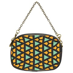 Green Triangles And Other Shapes Pattern 	chain Purse (two Sides) by LalyLauraFLM