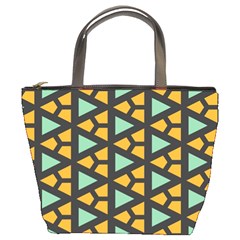 Green Triangles And Other Shapes Pattern 	bucket Bag by LalyLauraFLM