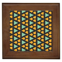 Green Triangles And Other Shapes Pattern 			framed Tile by LalyLauraFLM