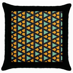 Green triangles and other shapes pattern 			Throw Pillow Case (Black)