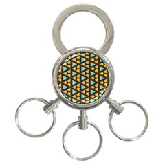 Green triangles and other shapes pattern 			3-Ring Key Chain