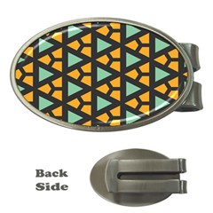 Green triangles and other shapes pattern 			Money Clip (Oval)