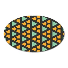 Green Triangles And Other Shapes Pattern 			magnet (oval) by LalyLauraFLM