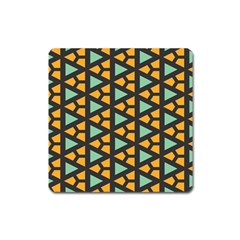 Green Triangles And Other Shapes Pattern 			magnet (square) by LalyLauraFLM