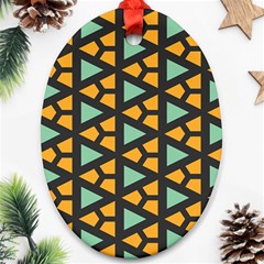 Green triangles and other shapes pattern 			Ornament (Oval)