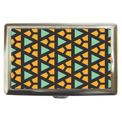 Green triangles and other shapes pattern 			Cigarette Money Case