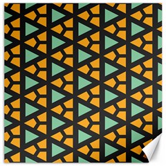 Green triangles and other shapes pattern 			Canvas 12  x 12 