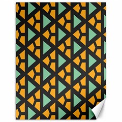 Green triangles and other shapes pattern 			Canvas 12  x 16 