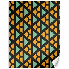 Green triangles and other shapes pattern 			Canvas 18  x 24 