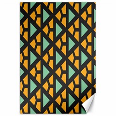 Green triangles and other shapes pattern 			Canvas 20  x 30 