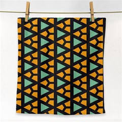 Green Triangles And Other Shapes Pattern 			face Towel by LalyLauraFLM