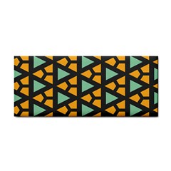 Green triangles and other shapes pattern 			Hand Towel