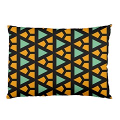 Green triangles and other shapes pattern 			Pillow Case