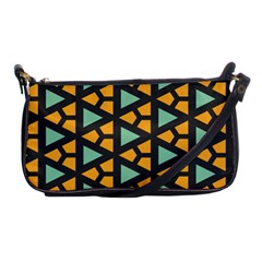 Green Triangles And Other Shapes Pattern 			shoulder Clutch Bag by LalyLauraFLM