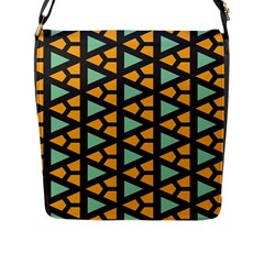 Green Triangles And Other Shapes Pattern 			flap Closure Messenger Bag (l) by LalyLauraFLM