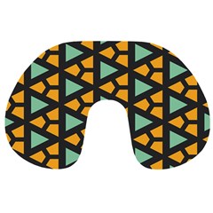 Green triangles and other shapes pattern Travel Neck Pillow