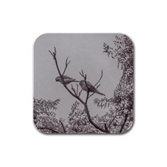 Couple Of Parrots In The Top Of A Tree Rubber Square Coaster (4 Pack)  by dflcprints