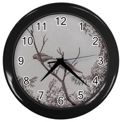 Couple Of Parrots In The Top Of A Tree Wall Clocks (black) by dflcprints