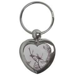 Couple Of Parrots In The Top Of A Tree Key Chains (heart)  by dflcprints