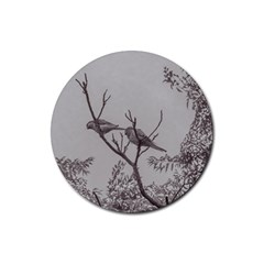 Couple Of Parrots In The Top Of A Tree Rubber Round Coaster (4 Pack)  by dflcprints