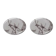 Couple Of Parrots In The Top Of A Tree Cufflinks (oval) by dflcprints