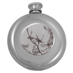 Couple Of Parrots In The Top Of A Tree Round Hip Flask (5 Oz) by dflcprints